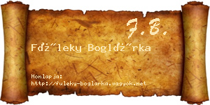 Füleky Boglárka névjegykártya